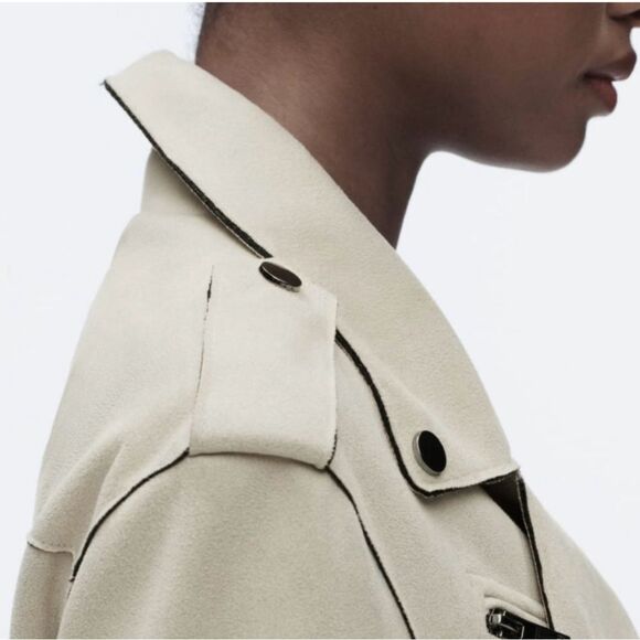 Zara Moto Faux Suede Moto Jacket - Picture 3 of 16